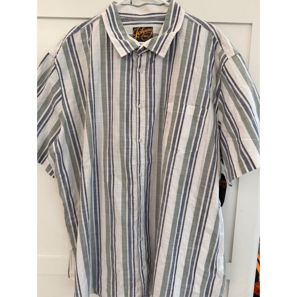 Johnny Bigg Portland Stripe Shirt Mens 4XL Sage Green Short Sleeve J223SS205